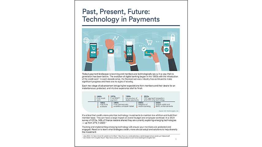 An illustrated cover of the report. Five arms extend upward, one is wearing a smart watch, the other four each holding mobile phone, portable payments terminal, and a credit card.